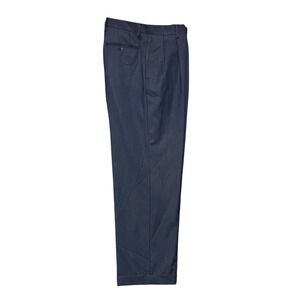 TRUSSINI Mens Wool Pleated Dress Pants 34x29 Navy Blue Tailored Fit Italian 52